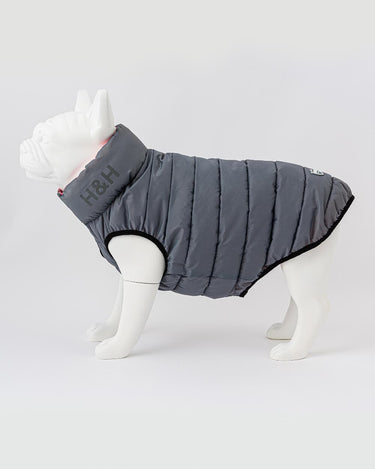 Reversible Dog Puffer Jacket - Light Pink and Grey Reverse