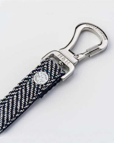 Tweed Dog Lead - Navy Herringbone Hook