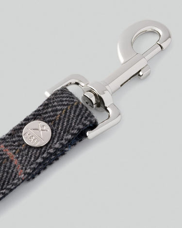 Grey Checked Herringbone Tweed Dog Lead Hook