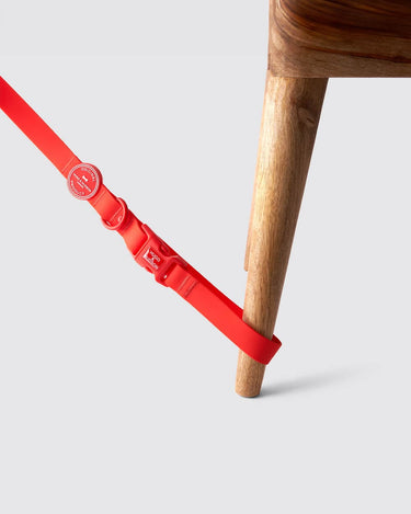 Waterproof Dog Lead - Red Attached to Chair Leg