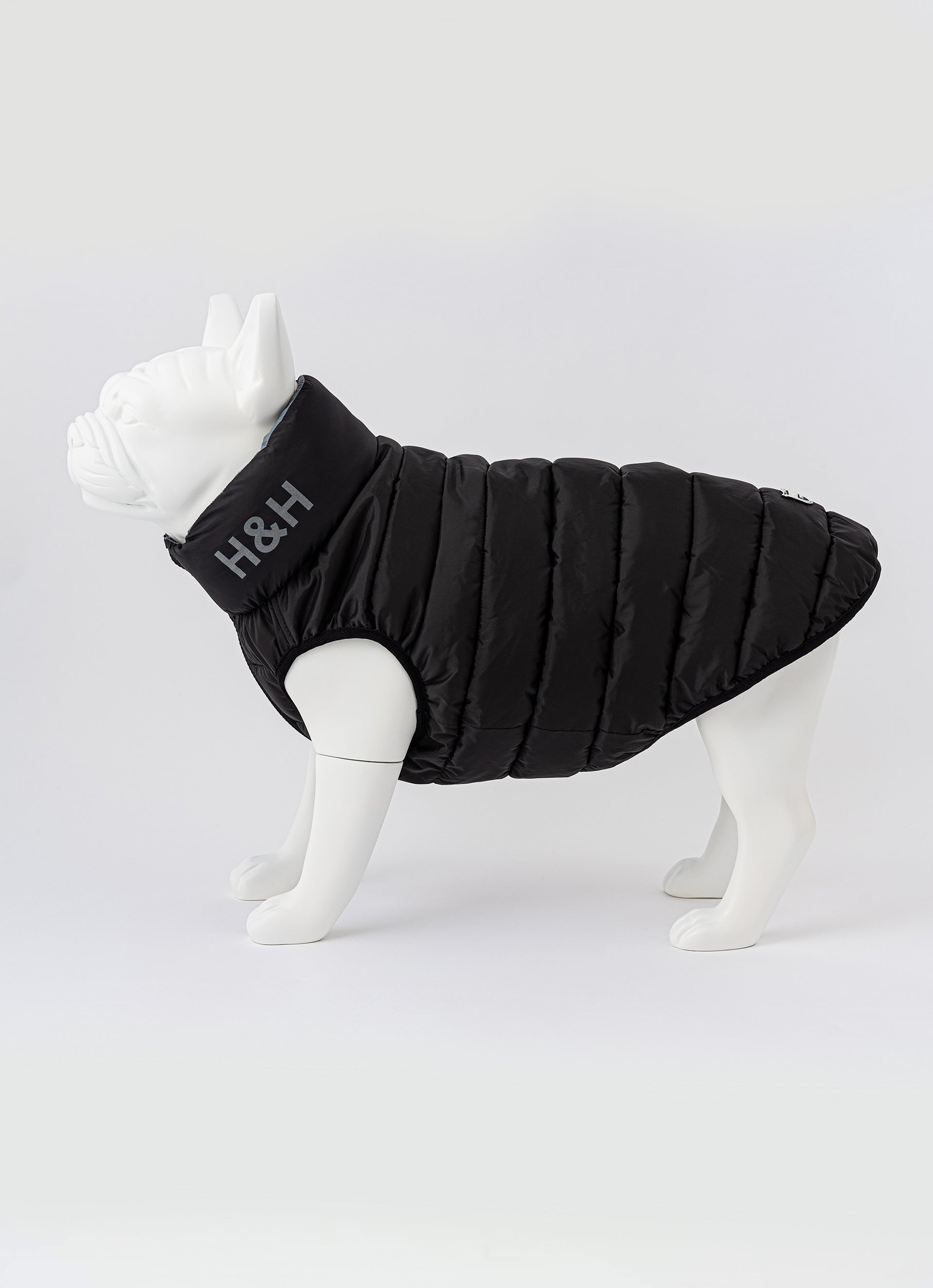 Black and Grey Dog Puffer Jacket Hugo & Hudson London