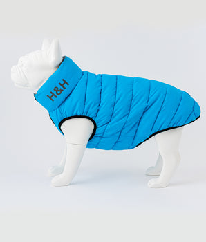 Reversible Dog Puffer Jacket - Light Blue and Gray