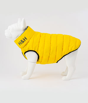 Reversible Dog Puffer Jacket - Yellow and Gray