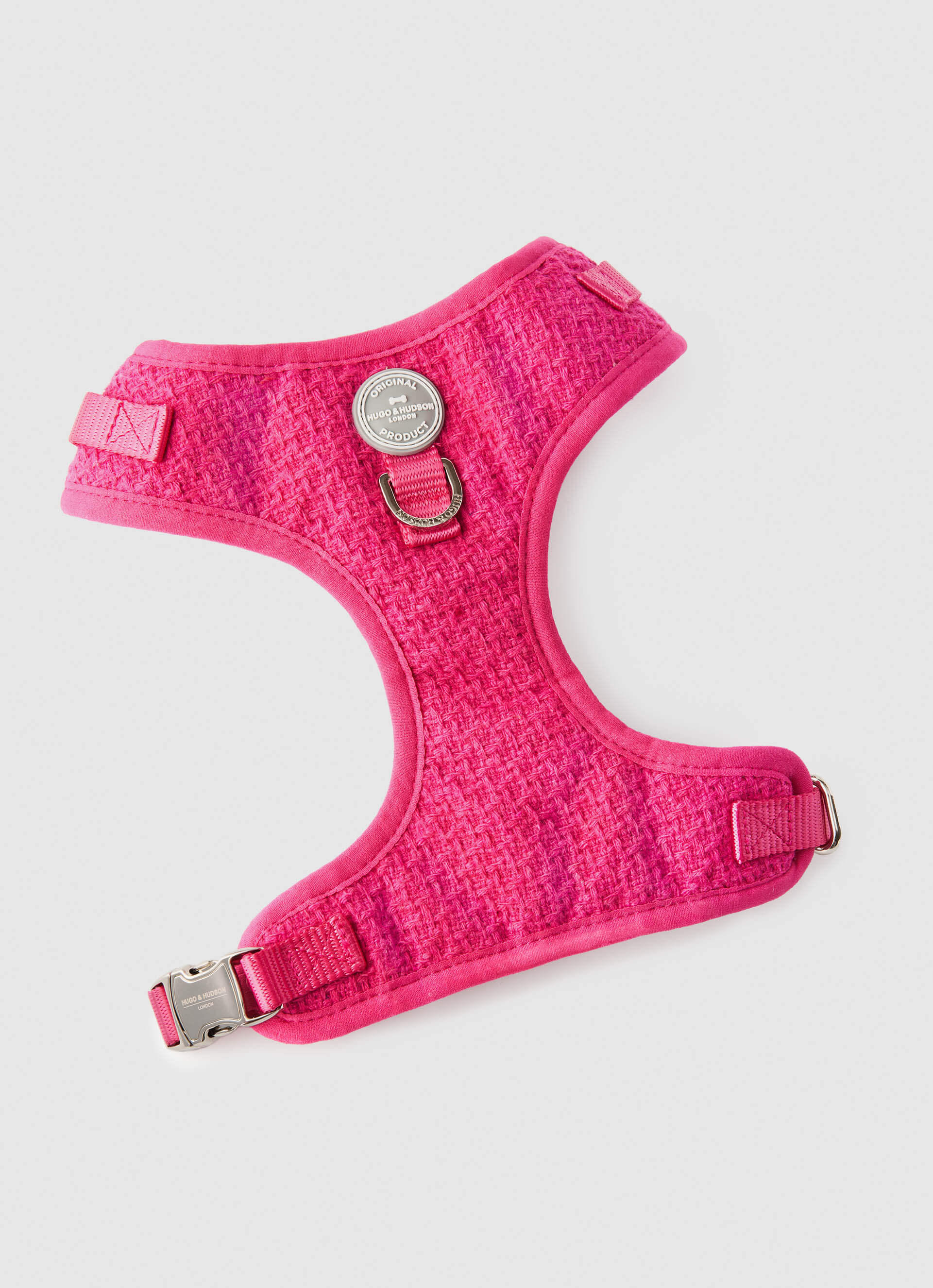 Pink Luxury Tweed Dog Harness Hugo & Hudson London