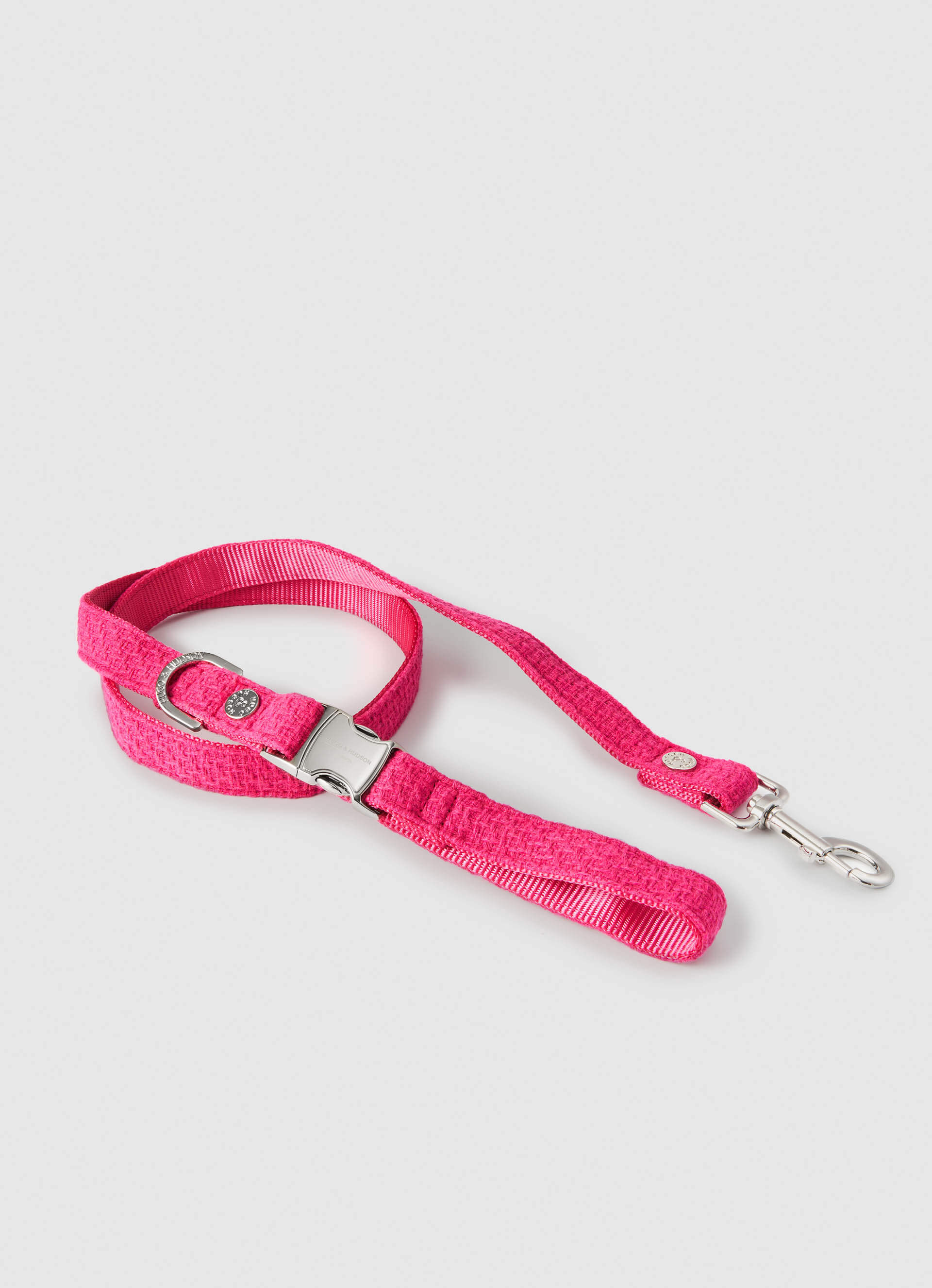 Pink Luxury Tweed Dog Lead Hugo & Hudson London