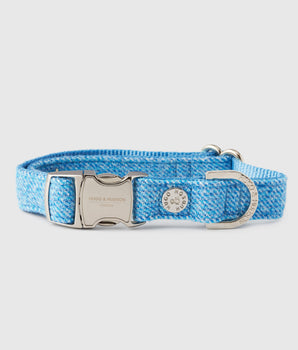 Blue Luxury Tweed Dog Collar