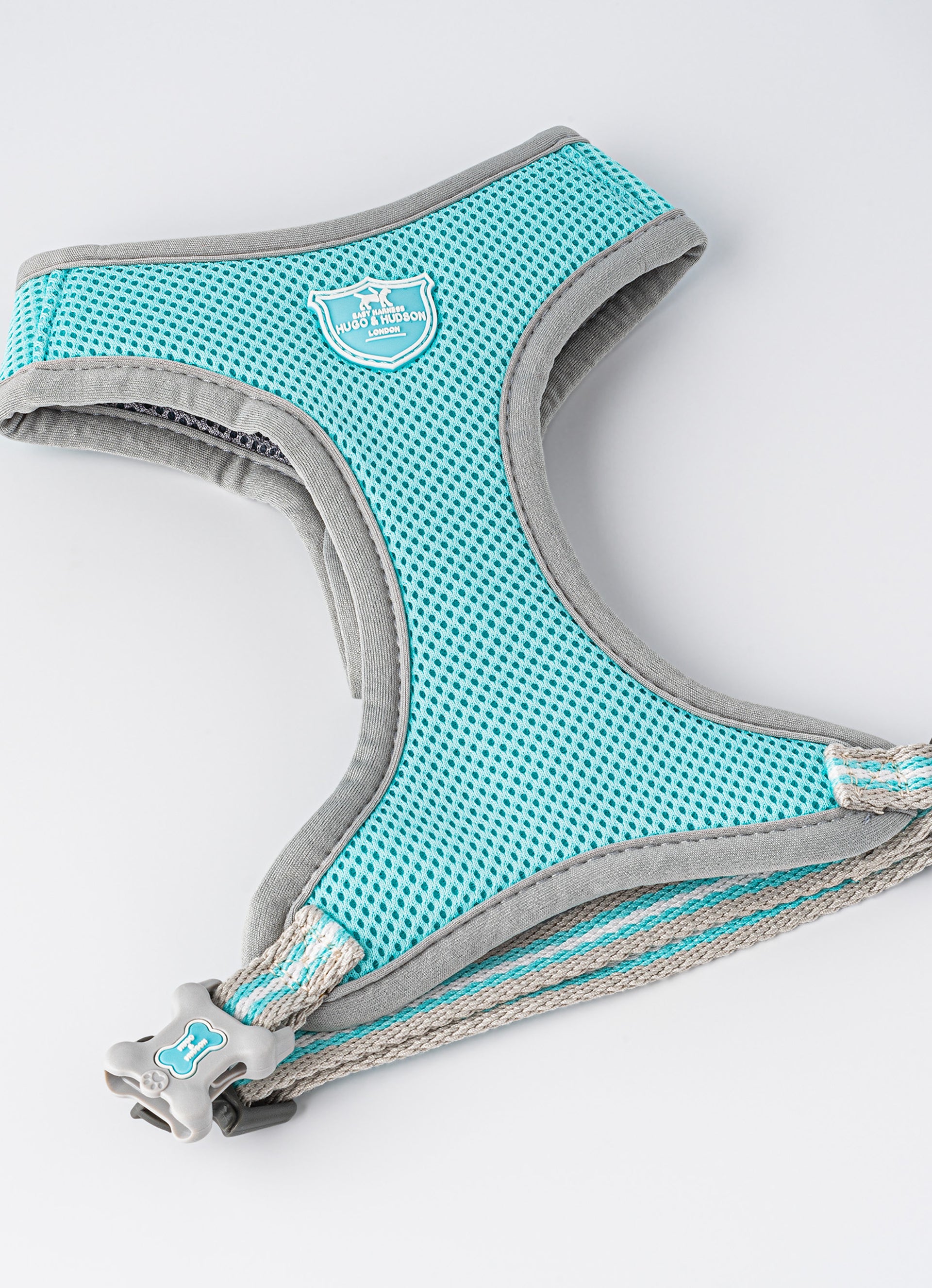 Mesh Dog Harness Aqua Hugo & Hudson London