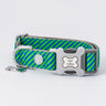 Striped Navy and Green Fabric Dog Collar