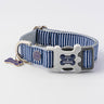 Striped Navy Fabric Dog Collar