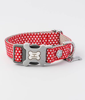 Red Star Fabric Dog Collar