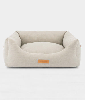 Sand Herringbone Luxury Dog Bed