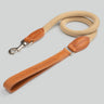 Natural Round Rope Dog Lead with Cognac Leather