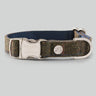 Dark Green Checked Herringbone Tweed Dog Collar