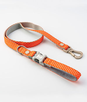 Orange Geometric Fabric Dog Lead