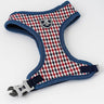 Fabric Dog Harness - Checked Navy and Red