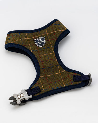 Tweed Dog Harness - Dark Green Checked