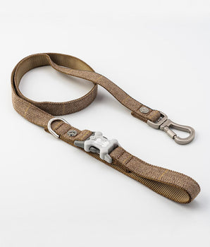 Tweed Dog Lead - Caramel Checked Herringbone