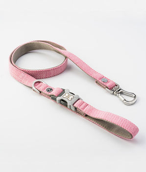 Tweed Dog Lead - Pink Herringbone