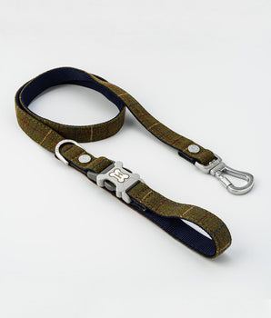 Tweed Dog Lead - Dark Green Checked