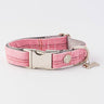 Tweed Metal Buckle Dog Collar - Pink Checked