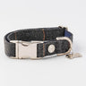 Tweed Metal Buckle Dog Collar - Grey Checked Herringbone