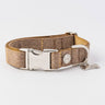 Tweed Metal Buckle Dog Collar - Caramel Checked Herringbone