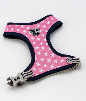 Fabric Dog Harness - Pink Star