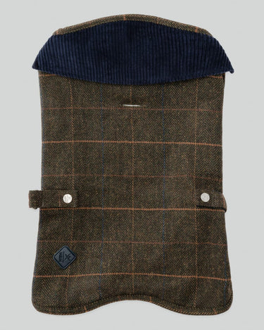 Dark Green Checked Herringbone Tweed Dog Jacket Back
