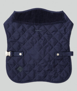 Navy Quilted Dog Jacket Back