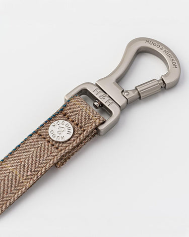 Tweed Dog Lead - Caramel Checked Herringbone Hook