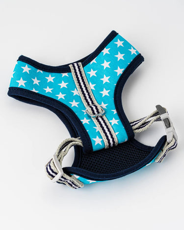 Fabric Dog Harness - Turquoise Star Back Buckle