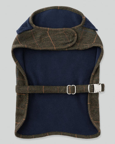 Dark Green Checked Herringbone Tweed Dog Jacket Inner