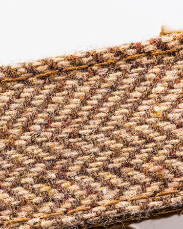 Tweed Metal Buckle Dog Collar - Caramel Checked Herringbone Pattern