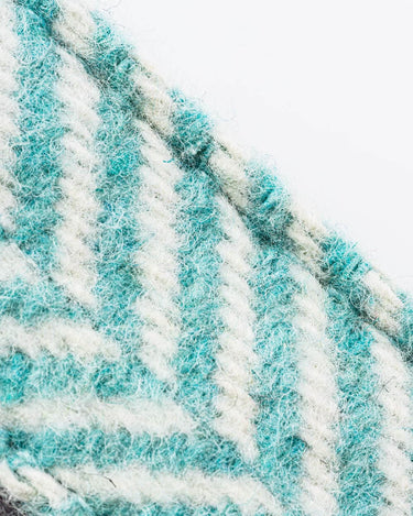 Tweed Metal Buckle Dog Collar - Aqua Herringbone Pattern