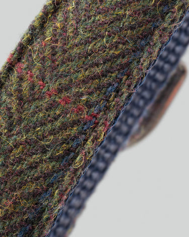 Dark Green Checked Herringbone Tweed Dog Collar Pattern and Stitching