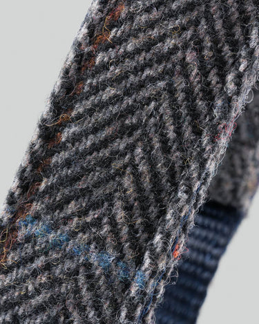 Grey Checked Herringbone Tweed Dog Collar Pattern and Stitching