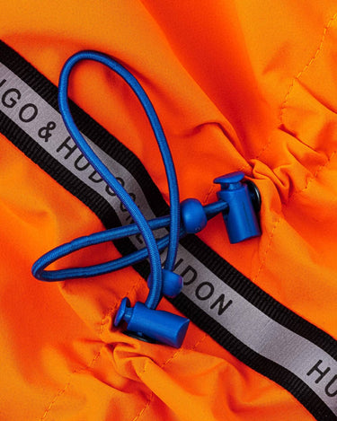 Reflective Hooded Dog Overalls - Neon Orange Toggles