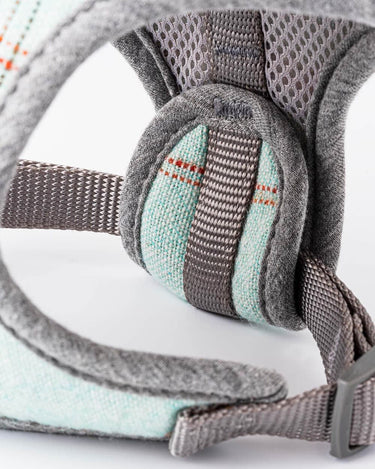 Tweed Dog Harness - Aqua Checked Adjustment