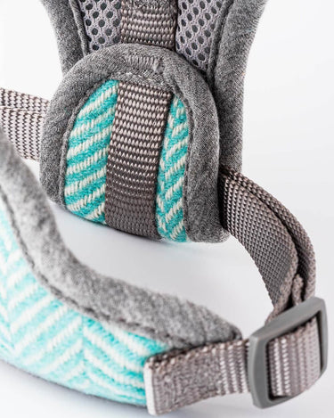 Tweed Dog Harness - Aqua Herringbone Adjustment