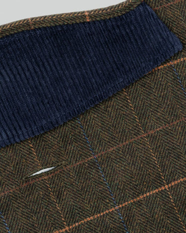 Dark Green Checked Herringbone Tweed Dog Jacket Collar