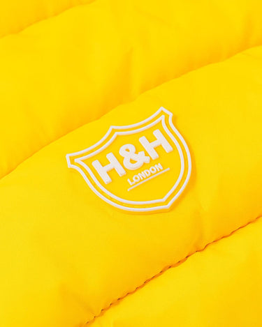 Reversible Dog Puffer Jacket - Yellow and Grey Branding