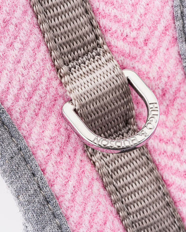 Tweed Dog Harness - Pink Herringbone D Ring