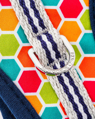 Fabric Dog Harness - Geometric Multi-colour D Ring