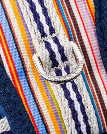 Fabric Dog Harness - Striped Multi-colour D Ring