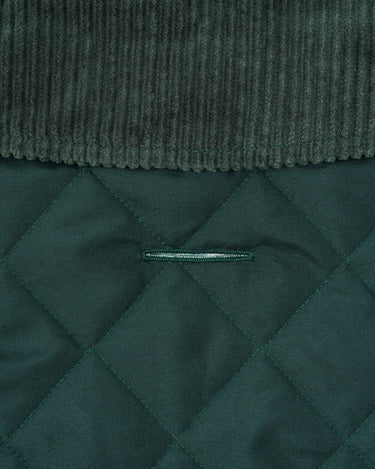 Forest Green Quilted Dog Jacket Lead Hole