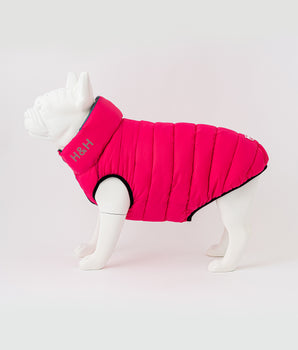 Reversible Dog Puffer Jacket - Pink and Gray