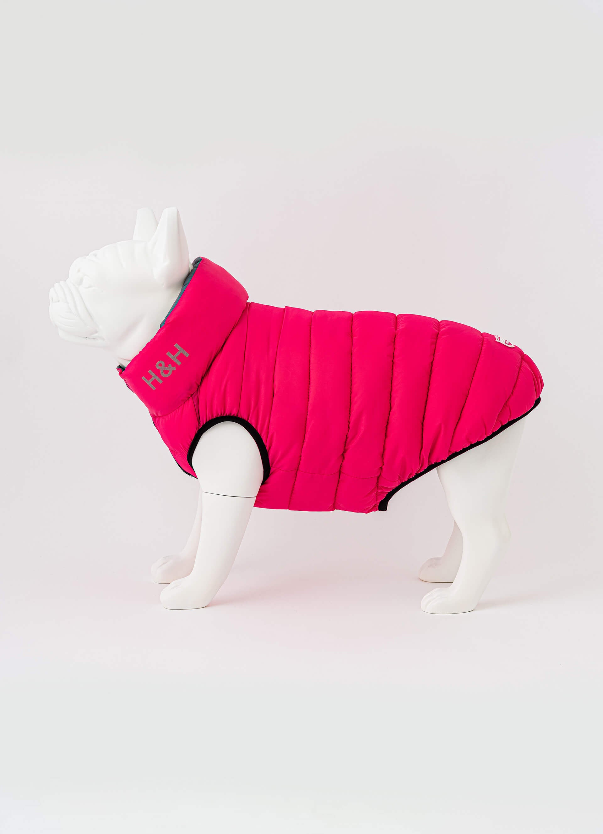 Pink and Grey Dog Puffer Jacket Hugo & Hudson London