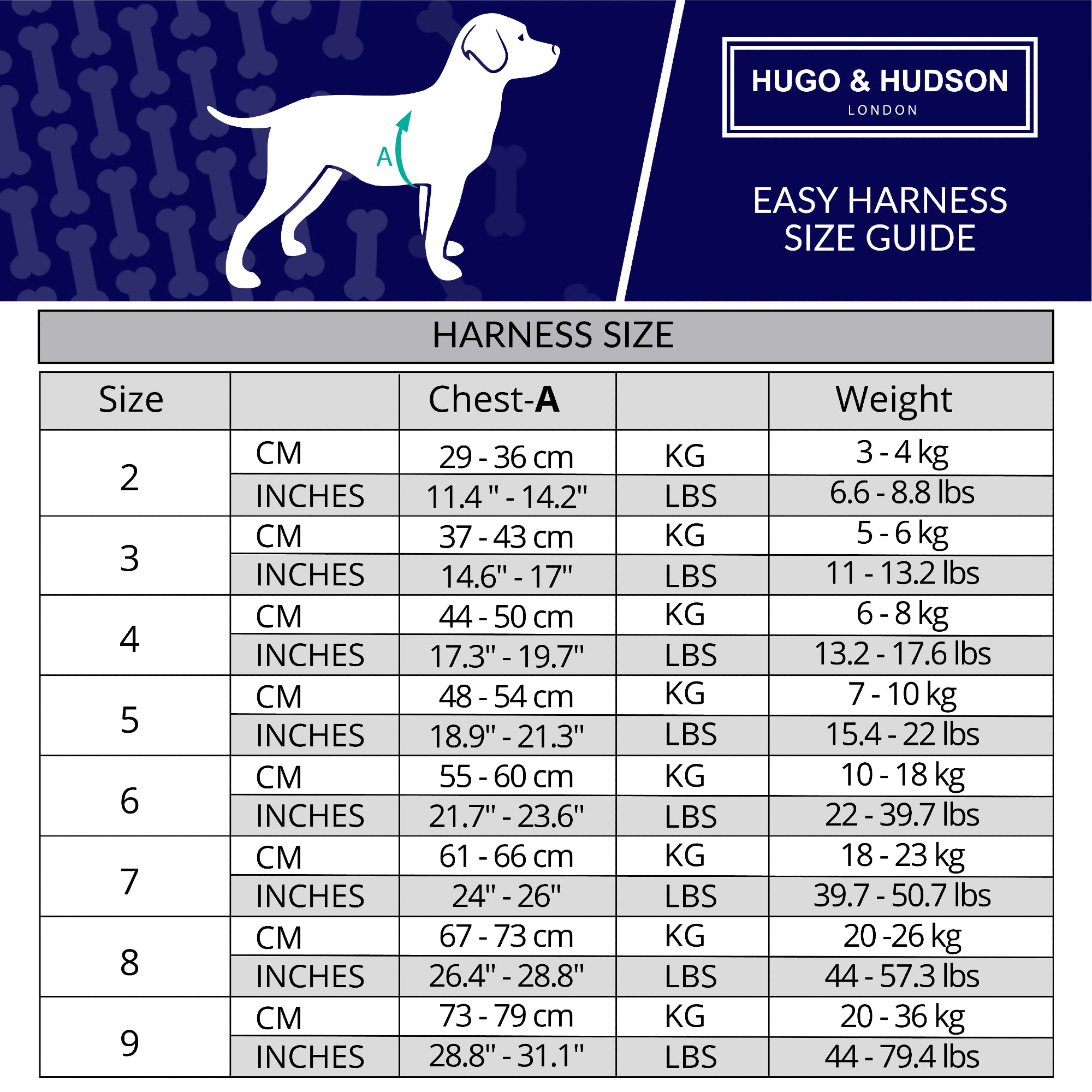 Easy Harness Size Guide