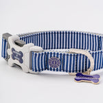 Fabric Dog Collar - Striped Navy