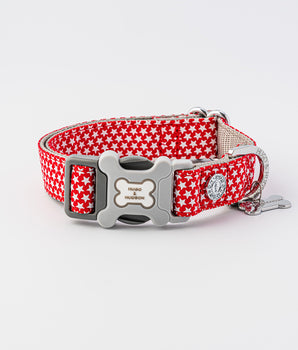 Fabric Dog Collar - Red Star